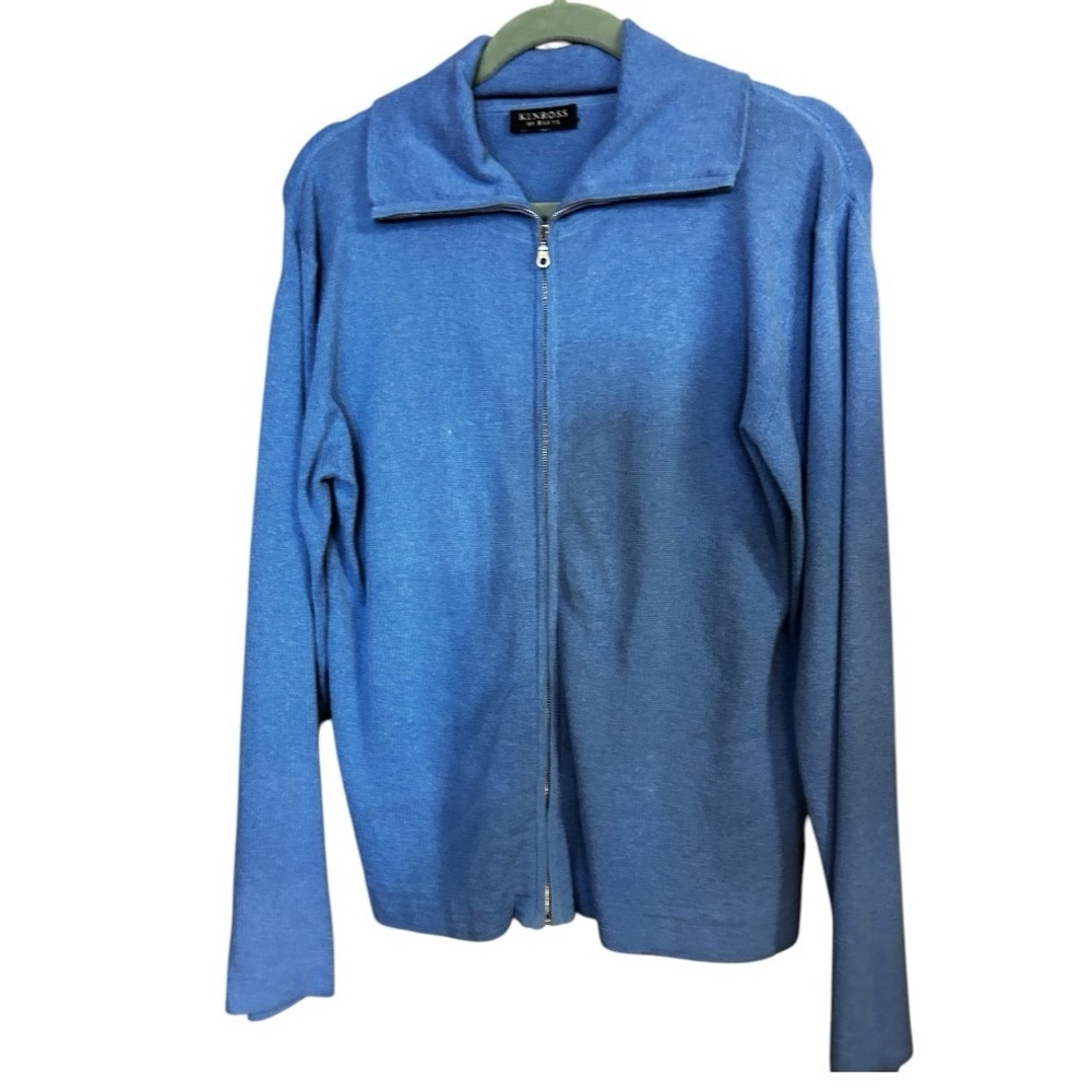 KIN ROSS by Forte CASHMERE BLEND ZIP UP DESIGNER CARDIGAN